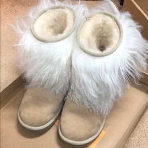 Suede UGG boots, Shearling, Mongolian Lamb Trim
